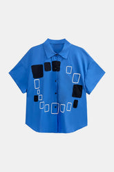 Contrast Button Front Curved Hem Shirt - Shah S. Sahota